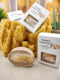 Cinnamon Caramel Swirl goats milk sea sponge soap