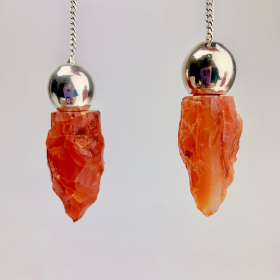 Carnelian Pendulums w/ Silver Alloy Ball | Rough | 5pk