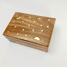 Celestial Rising Sun Inlay Wooden Crystal Box