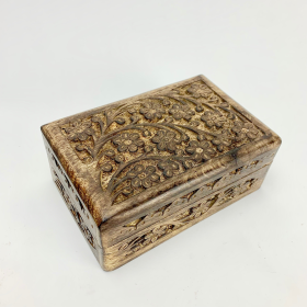 Floral Carved Wooden Crystal Box