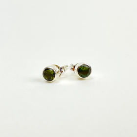 Moldavite | Faceted Stud Earrings | Czech Republic