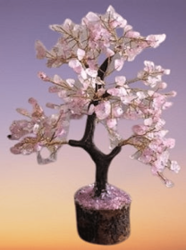 Rose Quartz Gemstone Tree (300 chips Tree, Height 8 inches)